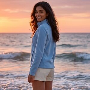 Ralph Lauren LRL Light Blue Full Zip Fleece Jacket Medium Active Cozy